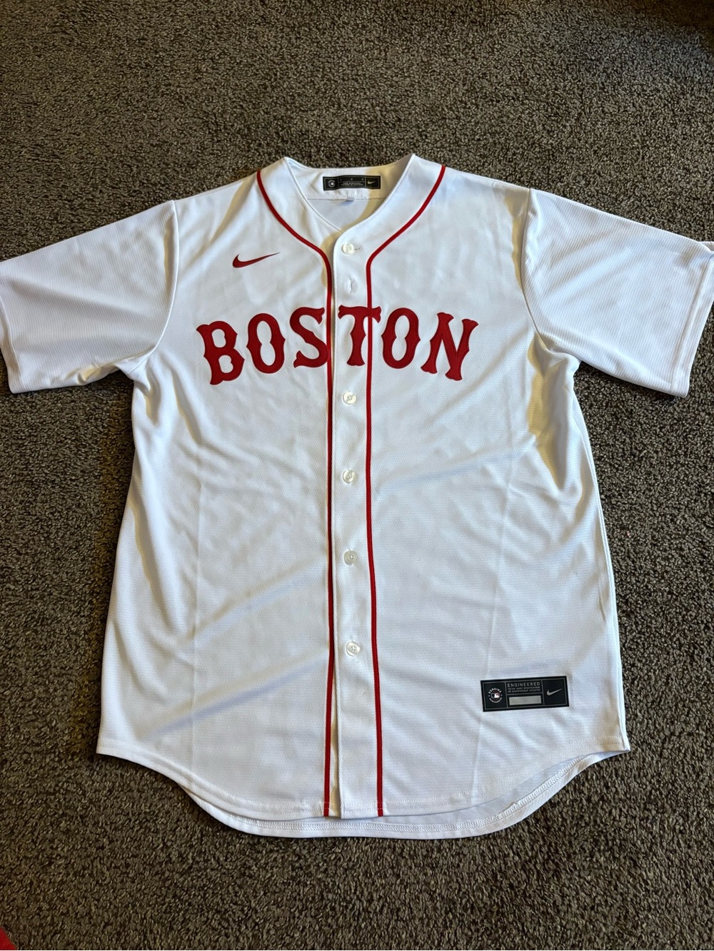 Nike White & Red Boston Red Sox Baseball Jersey